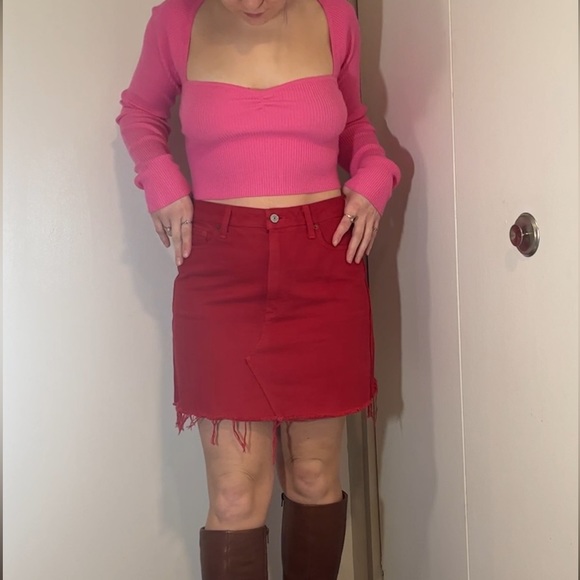 Abercrombie red denim skirt - Picture 1 of 7